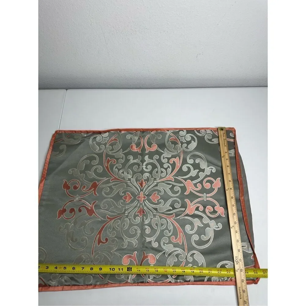Set of 2 Shams Martha Stewart Damask Gray And Coral Standard Size